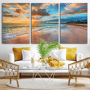 Serene Beach Sunset Wall Art | Coastal Ocean Canvas Print |