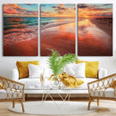 Sunset Beach Wall Art | Ocean Canvas Print | Coastal Wall