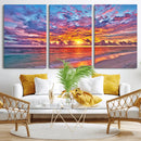 Vibrant Sunset Beach Wall Art - Ocean Sunset Canvas Print |