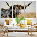 Texas Bull Longhorn Wall Art Canvas Print for Farm House