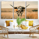 Texas Cow Wall Art Canvas Print for Farm House Wall Decor, by MyGreatCanvas | Canvas Wall Art Prints | Photo Prints & Wall Decor