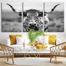 Texas Cow Longhorn Wall Art Canvas Print for Farm House Wall by MyGreatCanvas | Canvas Wall Art Prints | Photo Prints & Wall Decor