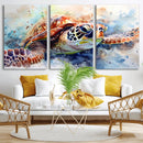 Watercolor Sea Turtle Wall Art Canvas Print - Vibrant Ocean