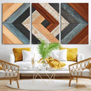 Geometric Wood Art Wall Decor Canvas Print, Rustic Wooden