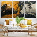 Bear and Bull Wall Art Canvas Print – Abstract Animal