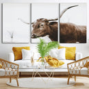 Rustic Bull Wall Art Canvas Print – Modern Longhorn