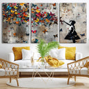 Banksy Wall Art - Banksy Girl and Butterfly Explosion Wall