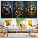 Boat Anchor Compass With Rope Wall Art Canvas Print | Beach by MyGreatCanvas | Canvas Wall Art Prints | Photo Prints & Wall Decor