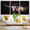 Texas Longhorn Wall Art Canvas Print | Western Ranch Decor |