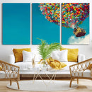Carl Fredricksen, Up Movie Wall Art, Colorful Balloon House