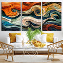 Abstract Wave Wall Art | Ready to Hang Framed Canvas Print |