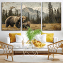 Rustic Grizzly 399 Bear Family Wall Art Canvas Print