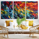 Vibrant Abstract Leaf Wall Art Canvas Print | Bold Colorful