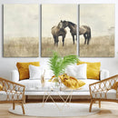 Chines Style Grunge Horses Wall Art Canvas Print