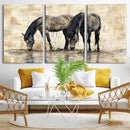 Chinese Style Abstract Black Horses Wall Art Canvas Print - by MyGreatCanvas | Canvas Wall Art Prints | Photo Prints & Wall Decor