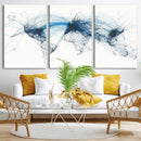 Flight Route Map Wall Art Canvas Print, Abstract Air Traffic
