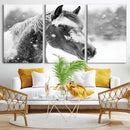 Black Horse Winter Wall Art | Ready to Hang and Framed |