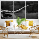 Cow Longhorn Wall Art | Black and White Print | Ready to by MyGreatCanvas | Canvas Wall Art Prints | Photo Prints & Wall Decor