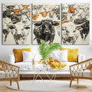 Farmhouse Wall Art | Western Longhorn Cattle Canvas Print | by MyGreatCanvas | Canvas Wall Art Prints | Photo Prints & Wall Decor