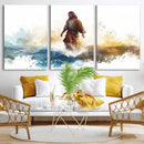 Watercolor Jesus Walking Wall Art Print, Jesus Water Canvas