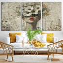 Abstract Floral Women Patel Wall Art Canvas Print