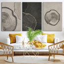 Modern Abstract Tree Ring Canvas Art Set | 3 Panel Large
