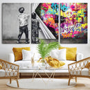 Banksy Print - Street Art Canvas Wall Art - Kids Revealing