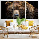 Grizzly Brown Bear Canvas Wall Art, Wildlife Animal Canvas