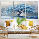 Abstract Blue Tree Art Canvas Print, Majestic Tree Wall Art