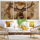 Wood Abstract Deer Wall Art | Rustic Wildlife Canvas Print |