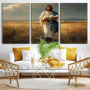 Jesus Shepherd Wall Art | Ready to Hang Triptych Canvas of
