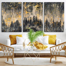 Golden Forest Abstract Wall Art | Dark Forest with Gold
