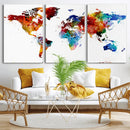 Colorful World Map Canvas Wall Art Print, Contemporary