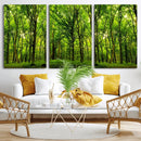 Lush Green Forest Canvas Print | 3-Panel Forest Wall Art |