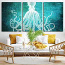 Green Octopus Abstract Wall Art Canvas Print