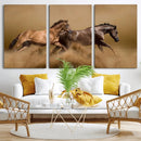 Large Wall Art Canvas Print – Two Running Brown Horses