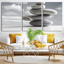 Still Life Black and White Zen Stones Wall Art Canvas,