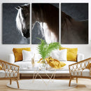 Large Wall Art Cream Colored Horse on Grey Background Canvas