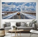 Bison Wall Art - Snowy Road Wall Art – Framed Mountain by MyGreatCanvas | Canvas Wall Art Prints | Photo Prints & Wall Decor