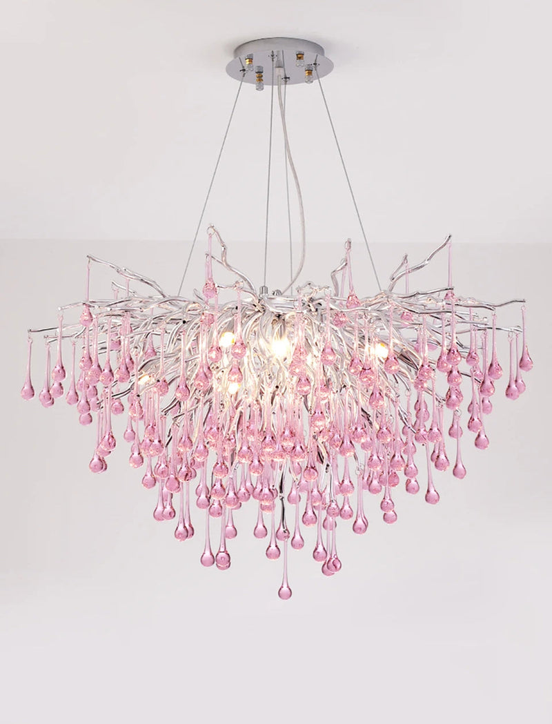 Imbersago | Modern Pink Crystal Chandelier for Living Room, Dining Room, Bedroom