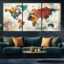 Watercolor World Map Canvas Print – Framed Wall Art for by MyGreatCanvas | Canvas Wall Art Prints | Photo Prints & Wall Decor