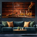 Whiskey and Cigar Wall Art Canvas | 3 Panel Bar Room Decor by MyGreatCanvas | Canvas Wall Art Prints | Photo Prints & Wall Decor