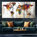 Vintage World Map Canvas Wall Art Print, Warm Tone Global by MyGreatCanvas | Canvas Wall Art Prints | Photo Prints & Wall Decor