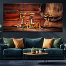 Whiskey and Cigar Canvas Wall Art | 3 Panel Bar Room Decor by MyGreatCanvas | Canvas Wall Art Prints | Photo Prints & Wall Decor