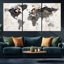 Abstract Map Printing - Modern World Map Canvas Wall Art for