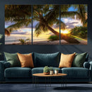 Tropical Island Sunset on the Beach Palms Wall Art Canvas by MyGreatCanvas | Canvas Wall Art Prints | Photo Prints & Wall Decor