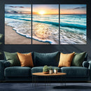 Sunset Beach Waves Canvas Wall Art – 5-Panel Ocean Sunset by MyGreatCanvas | Canvas Wall Art Prints | Photo Prints & Wall Decor
