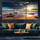 Golden Hour Beach Sunset Canvas Triptych, Ocean Waves and by MyGreatCanvas | Canvas Wall Art Prints | Photo Prints & Wall Decor