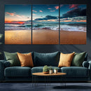 Sunset on Beach Wall Art Ocean Beach Canvas Print