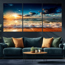Golden Hour Sunset Over Ocean Waves Wall Art Canvas Print | by MyGreatCanvas | Canvas Wall Art Prints | Photo Prints & Wall Decor